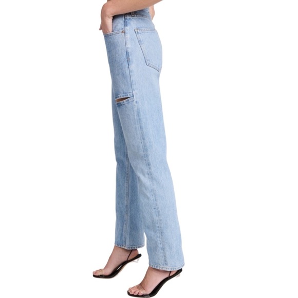 AGOLDE Lana Slice Mid Rise Relaxed Straight Leg Blue Denim Jeans Size 29 - Picture 3 of 13